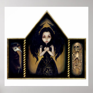 Alchemy Angel Art Print gothic skeleton Triptych