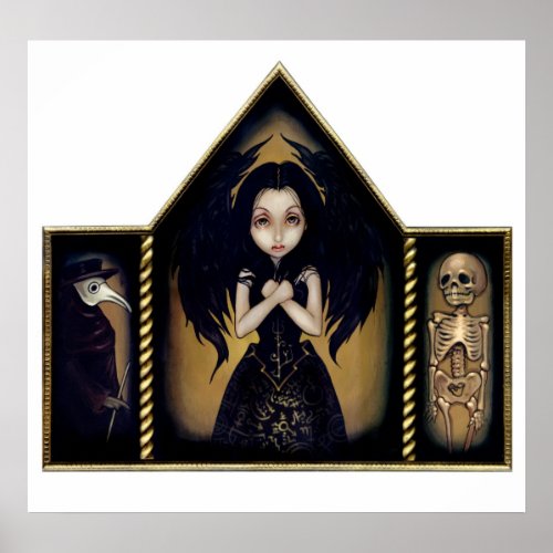 Alchemy Angel Art Print gothic skeleton Triptych
