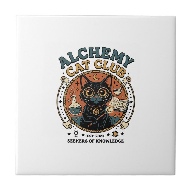 Alchemy Cat Cat Lover Gift - Alchemy Cat Club_1 Ceramic Tile (Front)