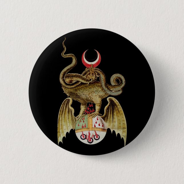 Alchemy Dragon  Vintage Illustration  Button (Front)