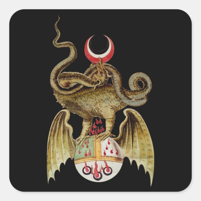 Alchemy Dragon  Vintage Illustration  Square Sticker (Front)