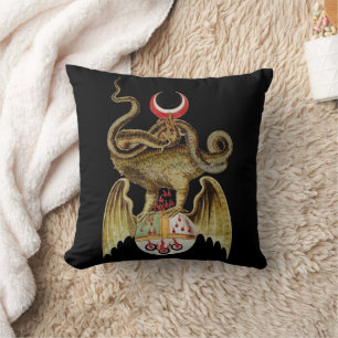 Alchemy Dragon Vintage Illustration Throw Pillow