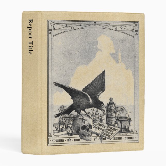 Alchemy Laboratory Raven and Human Skull Sepia Mini Binder (Front/Spine)