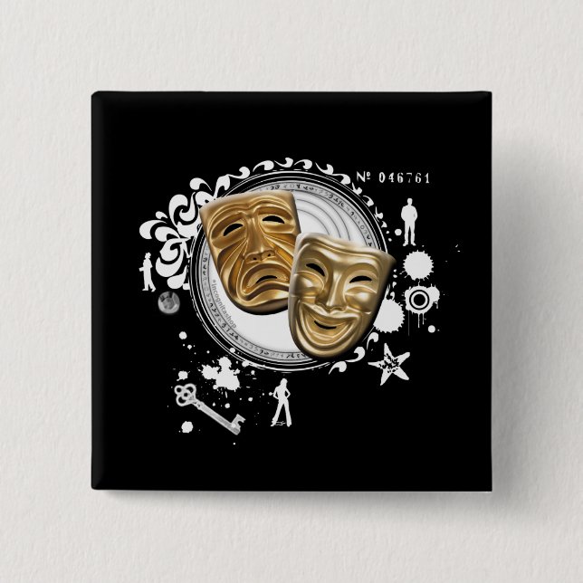 Alchemy of Acting Drama Masks Button (Front)