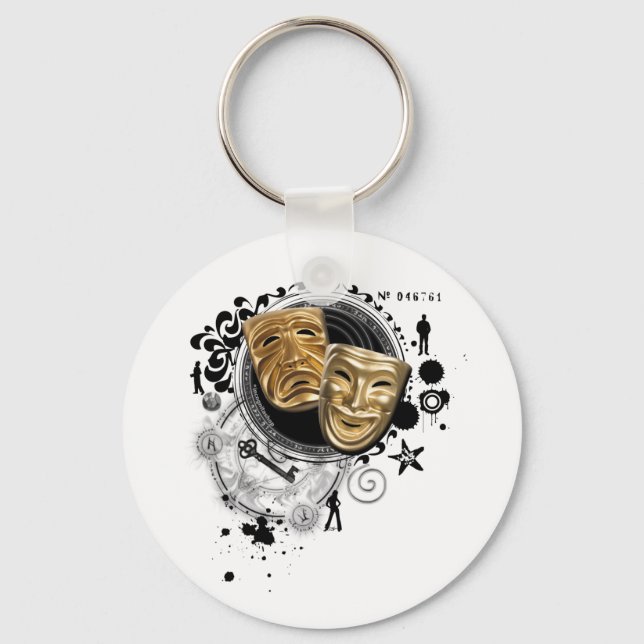 Alchemy of Acting Drama Masks Keychain (Front)