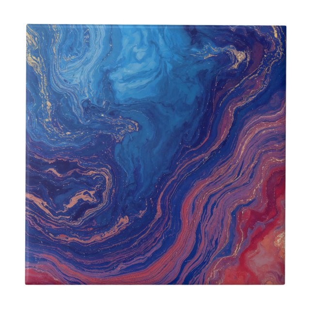 “Alchemy of Currents” – A Colourful Abstract Ceramic Tile (Front)
