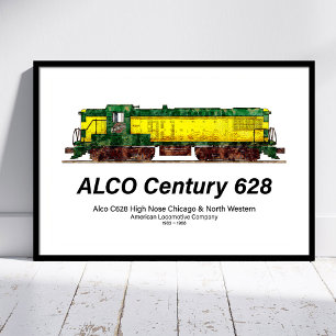 Alco C-628 aka Alco Century 628 Diesel Locomotive Framed Art