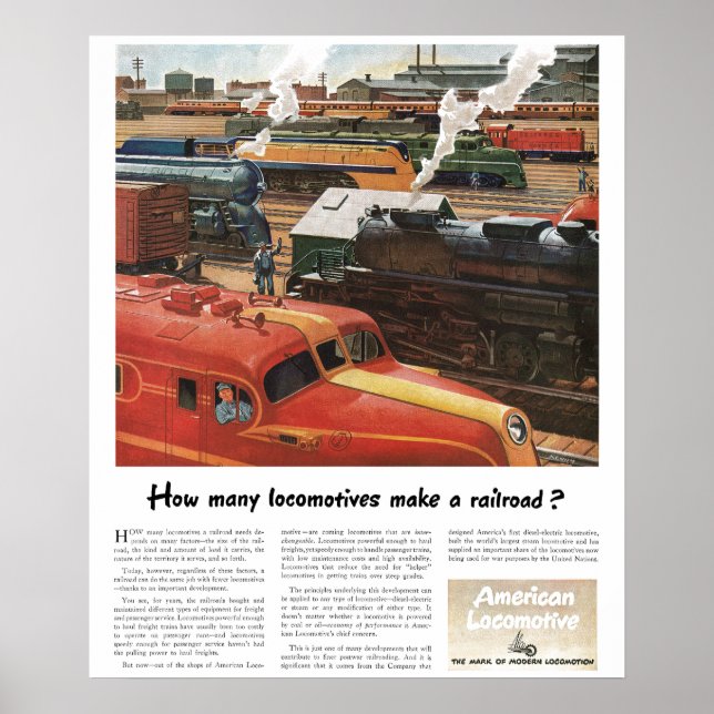 Alco Locomotives Make A Railroad Poster (Front)