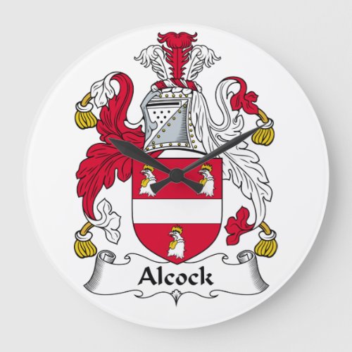 Alcock Family Crest Large Clock