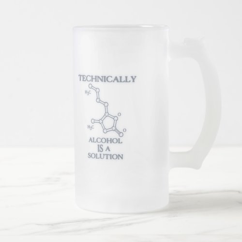 Alcohol A Solution Frosted Glass Beer Mug