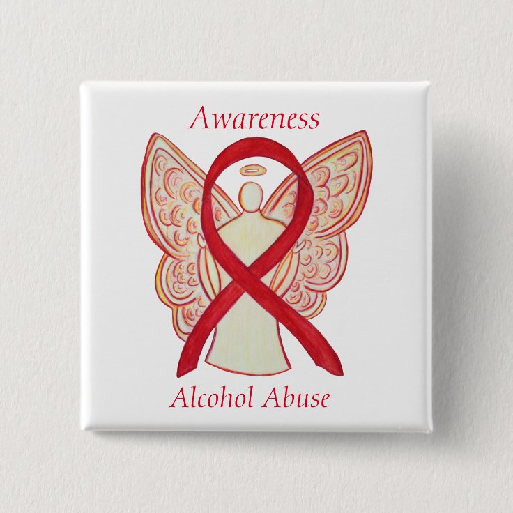 Alcohol Abuse Awareness Ribbon Angel Custom Pin | Zazzle