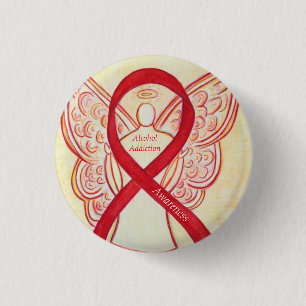 Alcohol Addiction Awareness Red Ribbon Angel Pins