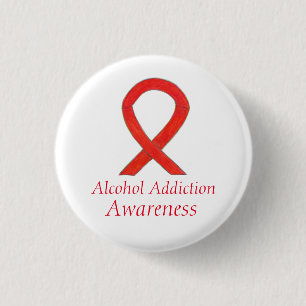 Alcohol Addiction Awareness Red Ribbon Pin