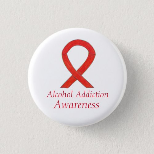 Alcohol Addiction Awareness Red Ribbon Pin