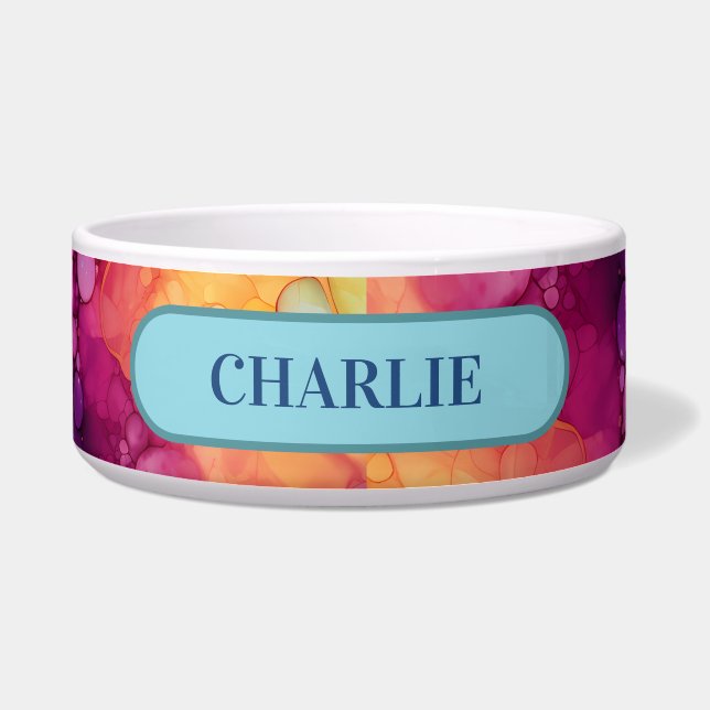 Alcohol and Ink Abstract Bubbles  Bowl (Front)