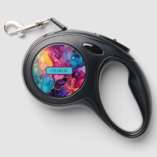 Alcohol and Ink Abstract Bubbles  Retractable Pet Leash