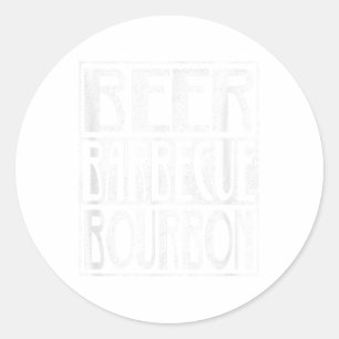 Alcohol Beer Smoke Grill Pork Barbeque Bourbon Bbq Classic Round Sticker