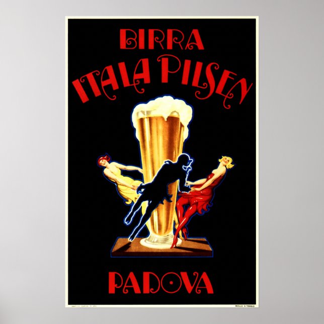 Alcohol BIRRA ITALA PILSEN PADOVA Vintage Beer Poster (Front)