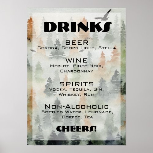 Alcohol Cocktail Drinks Bar EDITABLE Poster