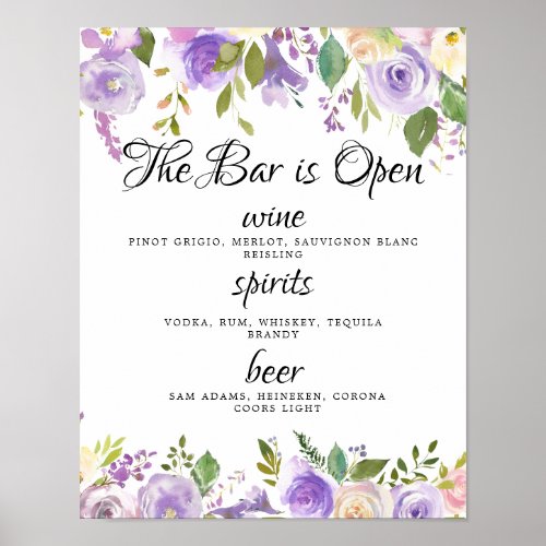 Alcohol Cocktail Drinks Bar Editable Wedding Sign