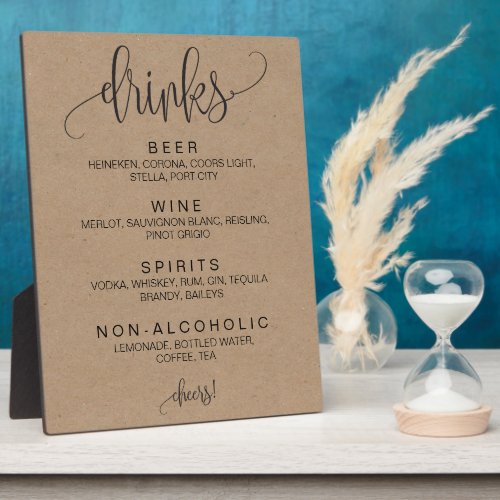 Alcohol Cocktail Drinks Bar Editable Wedding Sign Plaque