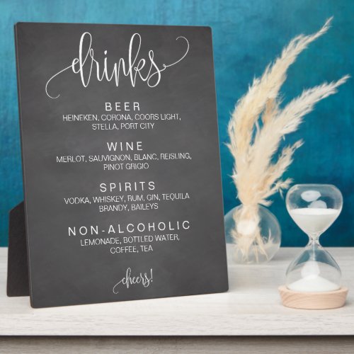 Alcohol Cocktail Drinks Bar Editable Wedding Sign Plaque