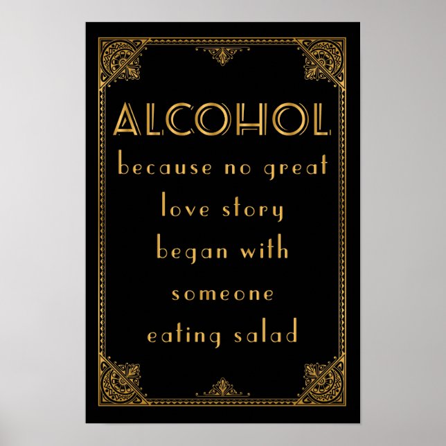 ALCOHOL drinks bar  Gatsby inspired wedding sign (Front)