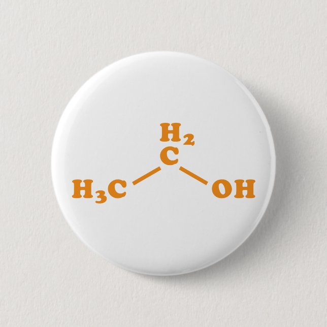 Alcohol Ethanol Molecular Chemical Formula Button (Front)
