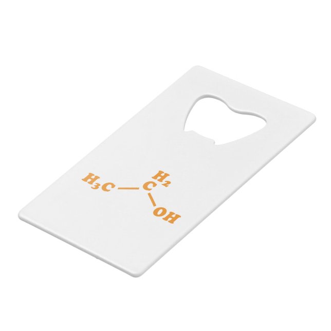 Alcohol Ethanol Molecular Chemical Formula Credit Card Bottle Opener (Front Angled)