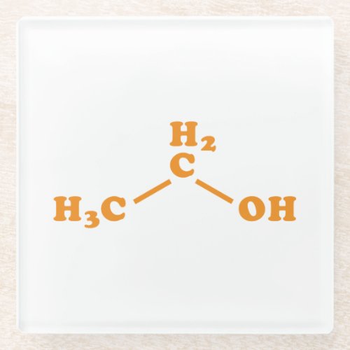 Alcohol Ethanol Molecular Chemical Formula Glass Coaster