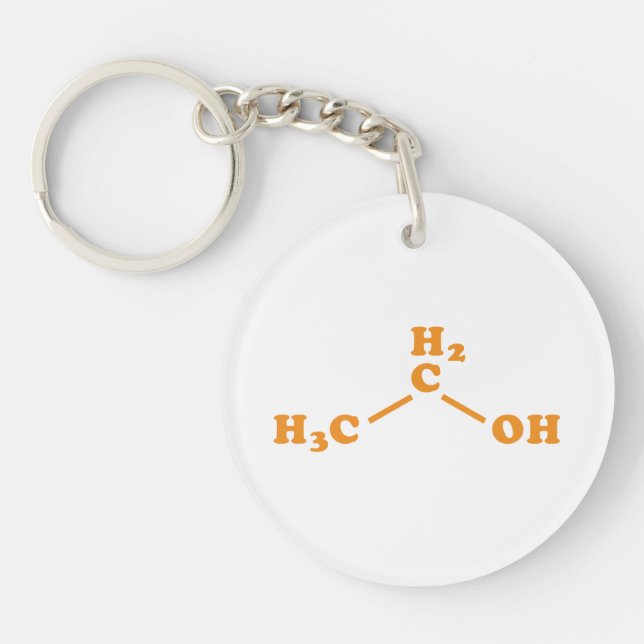 Alcohol Ethanol Molecular Chemical Formula Keychain (Front)