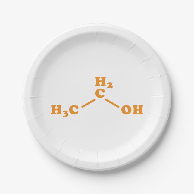 Alcohol Ethanol Molecular Chemical Formula Paper Plates (Front)