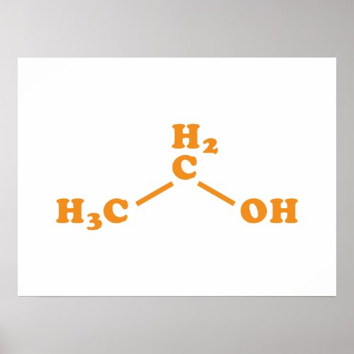 Alcohol Ethanol Molecular Chemical Formula Poster