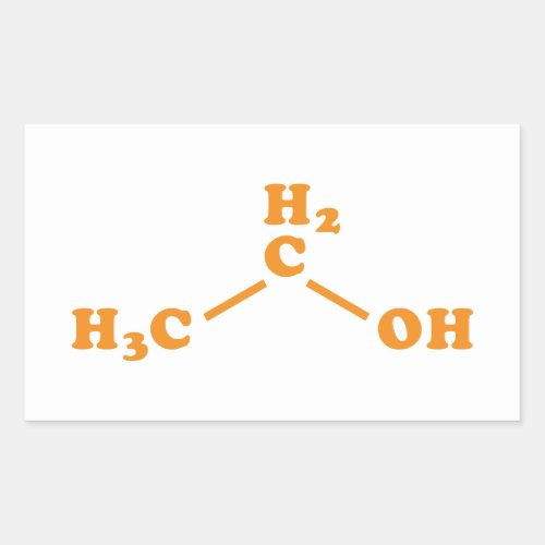 Alcohol Ethanol Molecular Chemical Formula Rectangular Sticker
