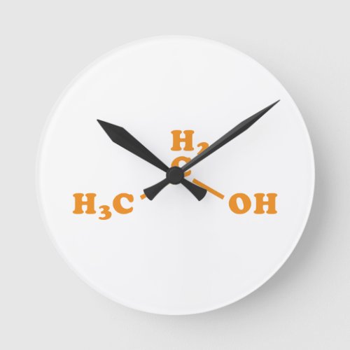 Alcohol Ethanol Molecular Chemical Formula Round Clock