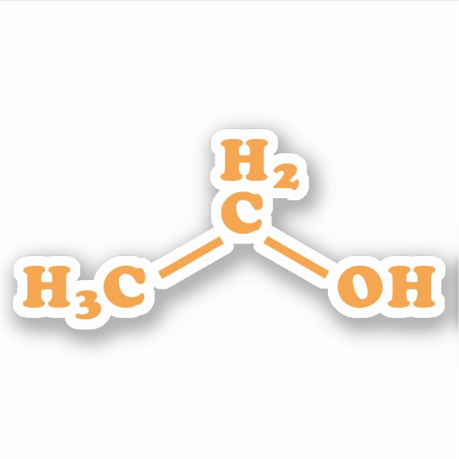 Alcohol Ethanol Molecular Chemical Formula Sticker (Front)