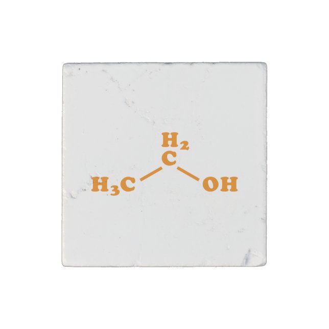Alcohol Ethanol Molecular Chemical Formula Stone Magnet (Front)