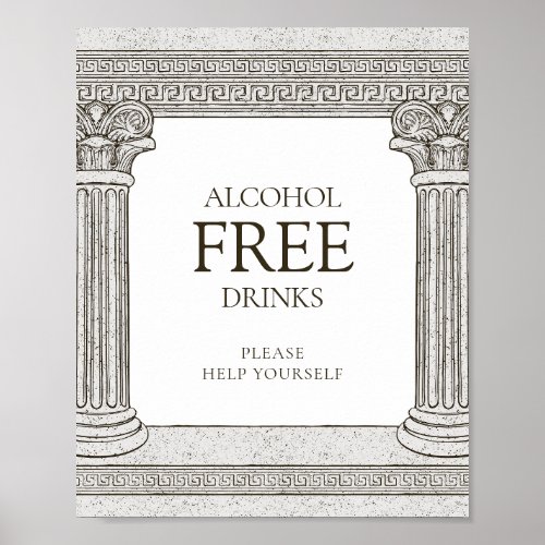 Alcohol Free Drinks table sign Greek Toga party
