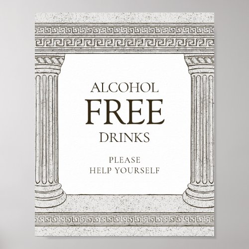 Alcohol Free Drinks tabletop sign with columns