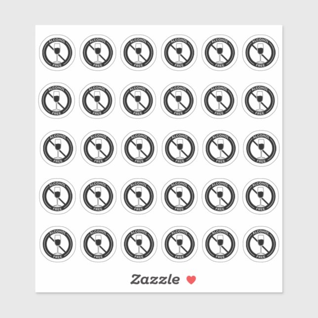 Alcohol Free Wedding Place Card Mini Meal Choice Sticker (Sheet)