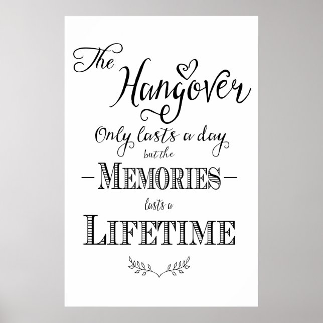 Alcohol HANGOVER bar wedding print (Front)