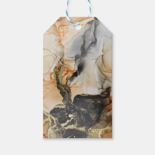 Alcohol Ink Abstract Gold Black Orange Gift Tags