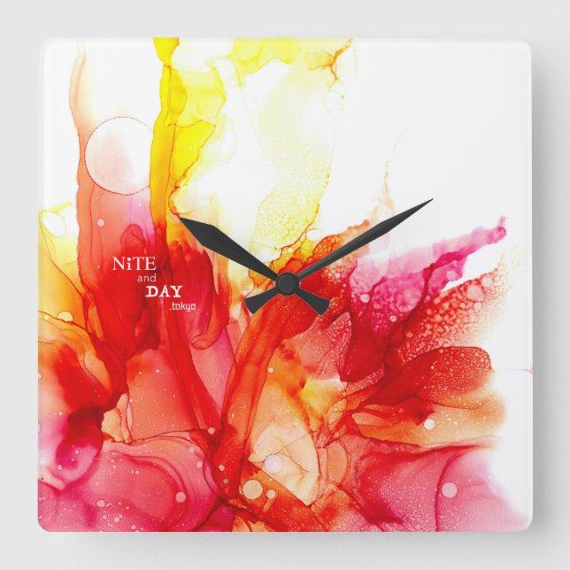 Alcohol Ink - Abstract Painting - Square Wall Cloc Clock (Front)