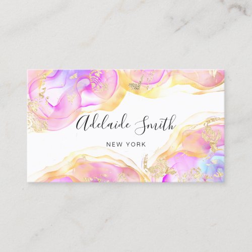 alcohol ink and faux foil effect business card