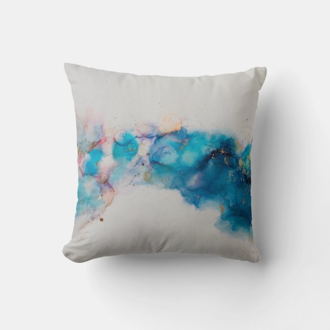 Alcohol Ink Art. Abstract painting. Alcohol Ink ba Throw Pillow (Front)