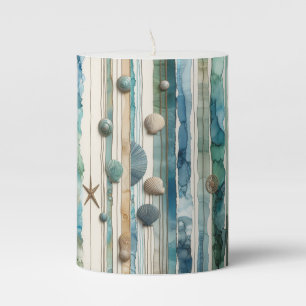 alcohol ink art, ocean design, beachy pillar candle