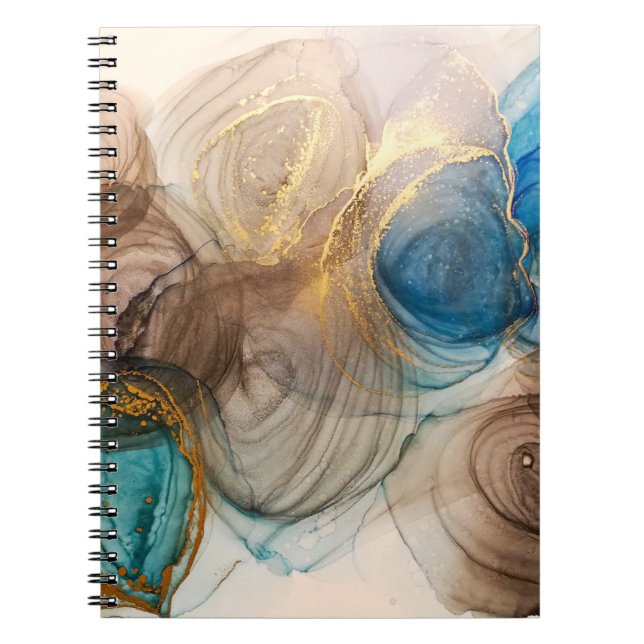Alcohol Ink, Bleached Mineral Abstract. Notebook (Front)