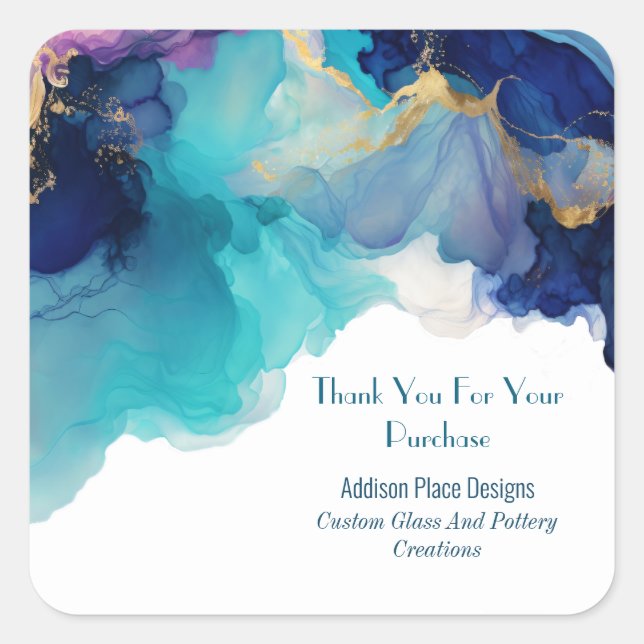 Alcohol Ink Blue Lavender Image Thank You  Sticker (Front)
