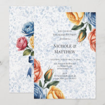 Alcohol Ink Blue Orange Roses Engagement Party