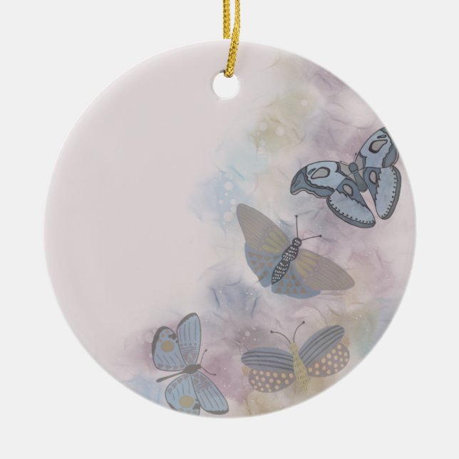 Alcohol Ink Butterflies  Ceramic Ornament (Front)